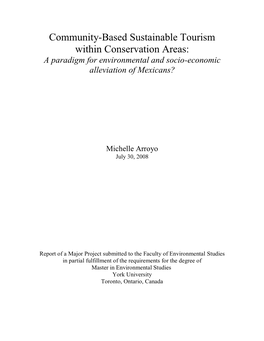 Community-Based Sustainable Tourism Within Conservation Areas: a Paradigm for Environmental and Socio-Economic Alleviation of Mexicans?