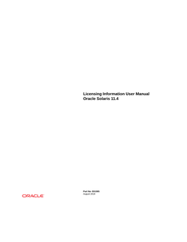 Licensing Information User Manual Oracle Solaris 11.4