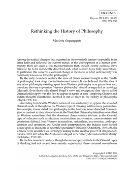 Rethinking the History of Philosophy