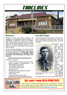 TIMELINES the Quarterly Newsletter of Murwillumbah Historical Society Inc