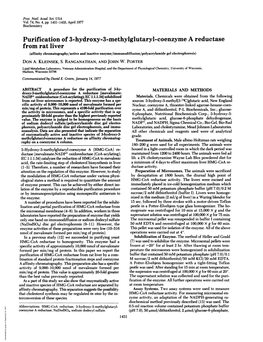 Purification of 3-Hydroxy-3-Methylglutaryl