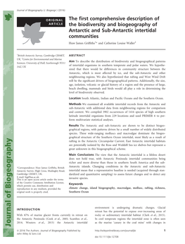 Antarctic Intertidal Communities Huw James Grifﬁths1* and Catherine Louise Waller2