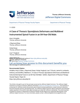 A Case of Thoracic Spondylosis Deformans and Multilevel Instrumented Spinal Fusion in an 84-Year-Old Male