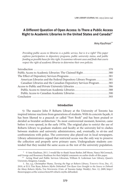 Is There a Public Access Right to Academic Libraries in the United States and Canada?*