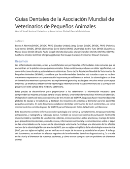 Guías Dentales De La Asociación Mundial De Veterinarios De Pequeños Animales World Small Animal Veterinary Association Global Dental Guidelines