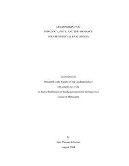 Lewd Imaginings: Pedagogy, Piety, and Performance in Late Medieval East Anglia