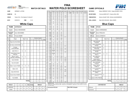 Fina Water Polo Scoresheet
