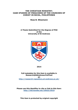 Ross B. Wissmann Phd Thesis