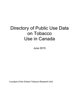 Directory of Public Use Data on Tobacco Use in Canada