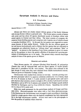Karyotype Analysis in Moraea and Dietes Moraea and Dietes Are