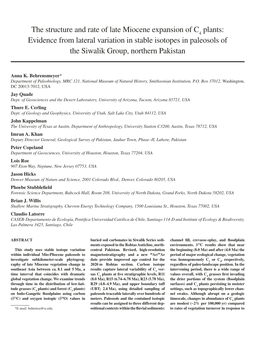 Evidence from Lateral Variation in Stable Isotopes in Paleosols of the Siwalik Group, Northern Pakistan