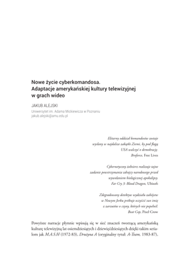 Nowe Życie Cyberkomandosa. Adaptacje Amerykańskiej Kultury Telewizyjnej W Grach Wideo