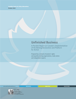 Unfinished Business a Parallel Report on Canada’S Implementation of the Beijing Declaration and Platform for Action