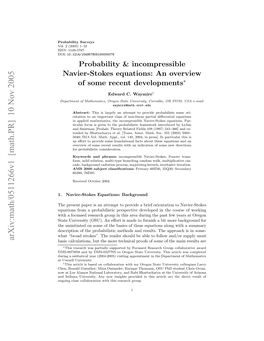 Probability & Incompressible Navier-Stokes Equations