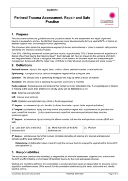 Perineal Trauma Assessment, Repair and Safe Practice