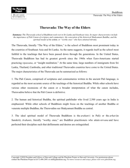 Theravada: the Way of the Elders
