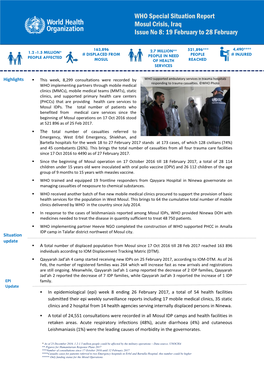 WHO Special Situation Report Mosul Crisis, Iraq Issue No 8: 19 February to 28 February