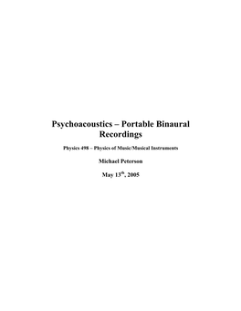 Psychoacoustics – Portable Binaural Recordings