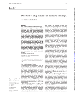 Leader Detection of Drug Misuse—An Addictive Challenge