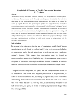 Graphological Elegance of English Punctuation Notations E. Chukwu Introduction the General Principles Governing the Use of Punc