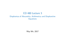 Diophantus of Alexandria, Arithmetica and Diophantine Equations