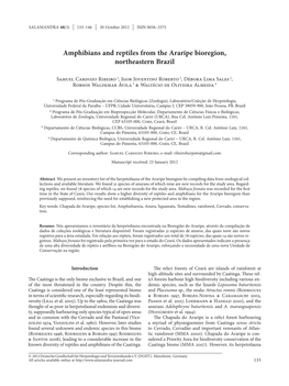 Amphibians and Reptiles from the Araripe Bioregion, Northeastern Brazil