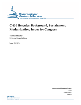 C-130 Hercules: Background, Sustainment, Modernization, Issues for Congress