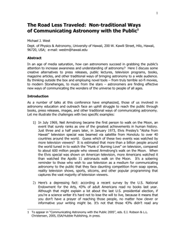 Non-Traditional Ways of Communicating Astronomy with the Public1