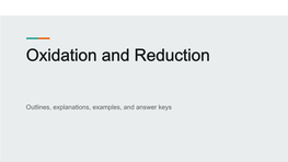 Oxidation and Reduction