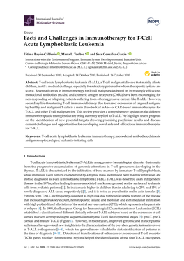 Facts and Challenges in Immunotherapy for T-Cell Acute Lymphoblastic Leukemia