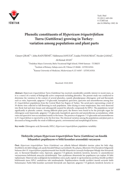 Phenolic Constituents of Hypericum Triquetrifolium Turra (Guttiferae) Growing in Turkey: Variation Among Populations and Plant Parts