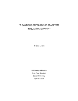 “A Cautious Ontology of Spacetime in Quantum Gravity”