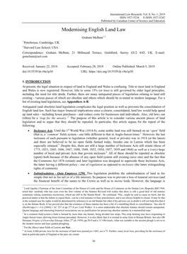 Modernising English Land Law