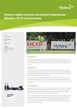 Other Sectors Hytera Radios Ensure Successful Indonesian Masters 2018 Tournament Download
