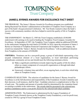 James J. Byrnes Awards for Excellence Fact Sheet