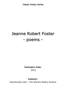 Jeanne Robert Foster - Poems
