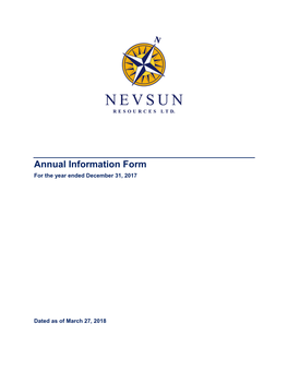 Annual Information Form for the Year Ended December 31, 2017