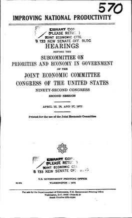 Improving National Productivity Hearings