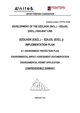 (Szolnok (Excl.) – Szajol (Excl.)) Implementation Plan