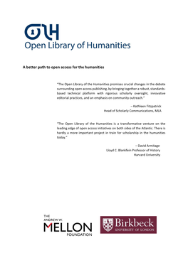 A Better Path to Open Access for the Humanities