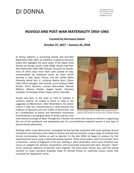 Nuvolo and Post-War Materiality 1950-1965