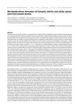 Microbially-Driven Formation of Cenozoic Siderite and Calcite Concre- Tions from Eastern Austria