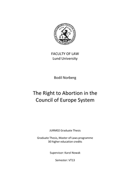 The Right to Abortion in the Council of Europe System