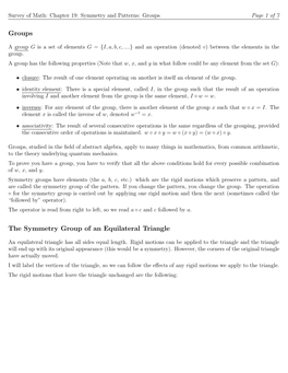 Groups the Symmetry Group of an Equilateral Triangle