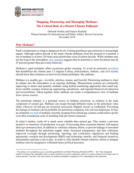 Mapping, Measuring, and Managing Methane: the Critical Role of a Potent Climate Pollutant