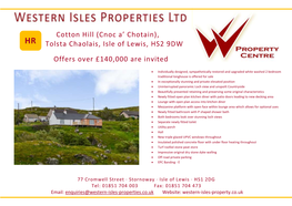 Cotton Hill (Cnoc A' Chotain), Tolsta Chaolais, Isle of Lewis, HS2 9DW Offers Over £140,000 Are Invited