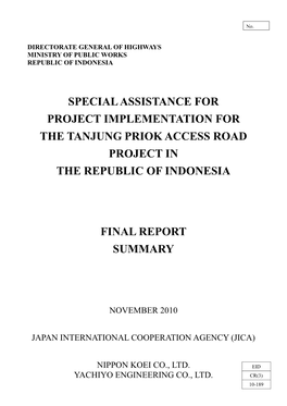 Special Assistance for Project Implementation for the Tanjung Priok Access Road Project in the Republic of Indonesia