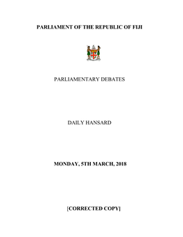 Parliament of the Republic of Fiji Parliamentary Debates