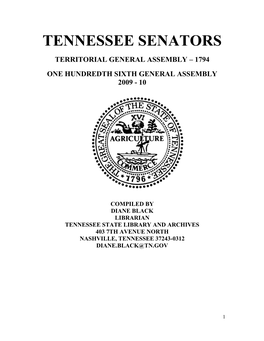 Members of the Tennessee General Assembly 1794 – Present