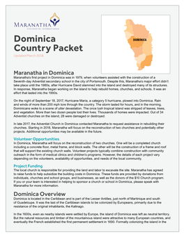 DOMINICA Country Packet Updated March 2018